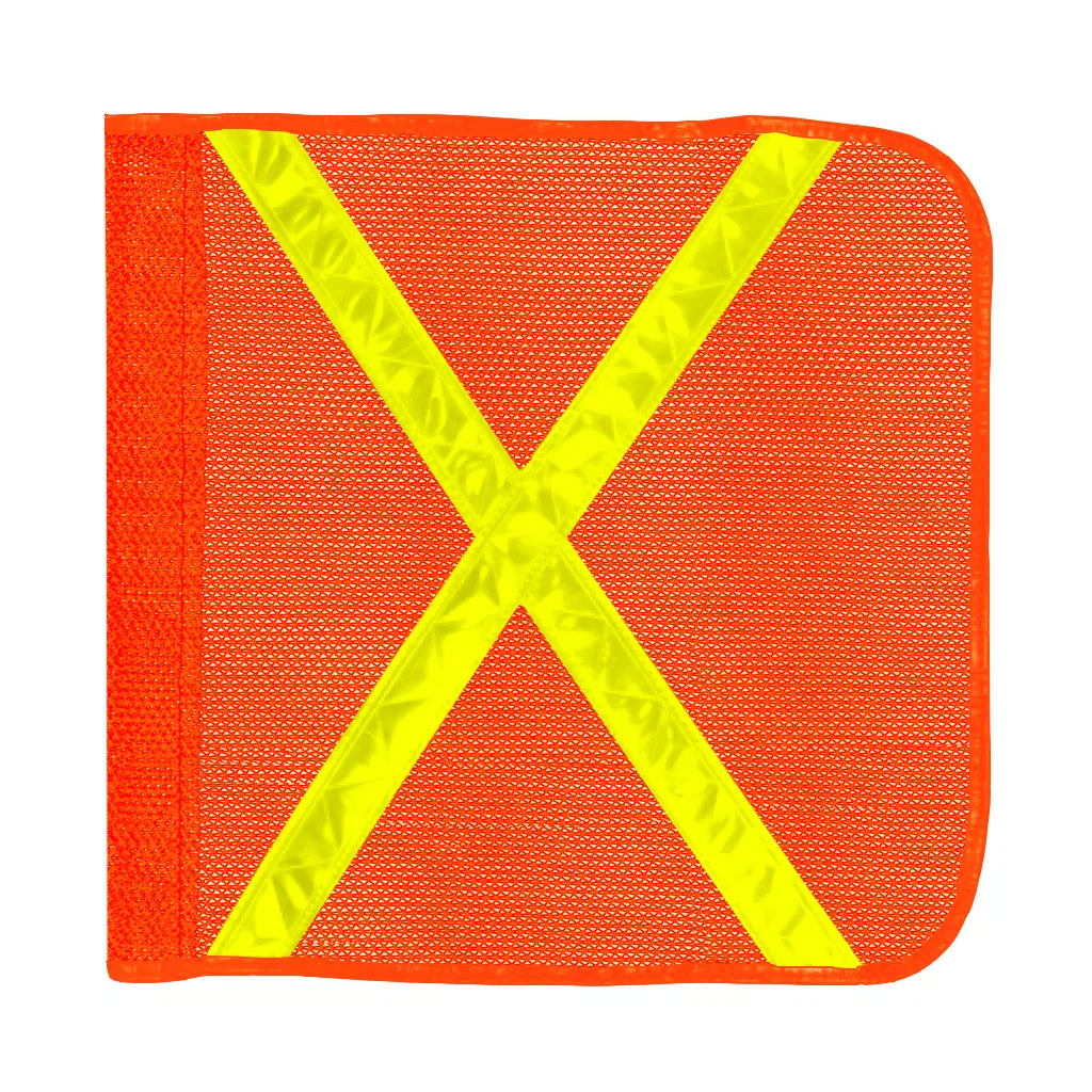 Flag16-O-XY – DRIVER IND. Warning Whip Flag, Fluorescent Orange Square 16 Inch x 16 Inch Mesh Material with 3M® Scotc...